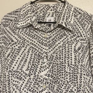 Cabi long sleeve blouse size L white and black